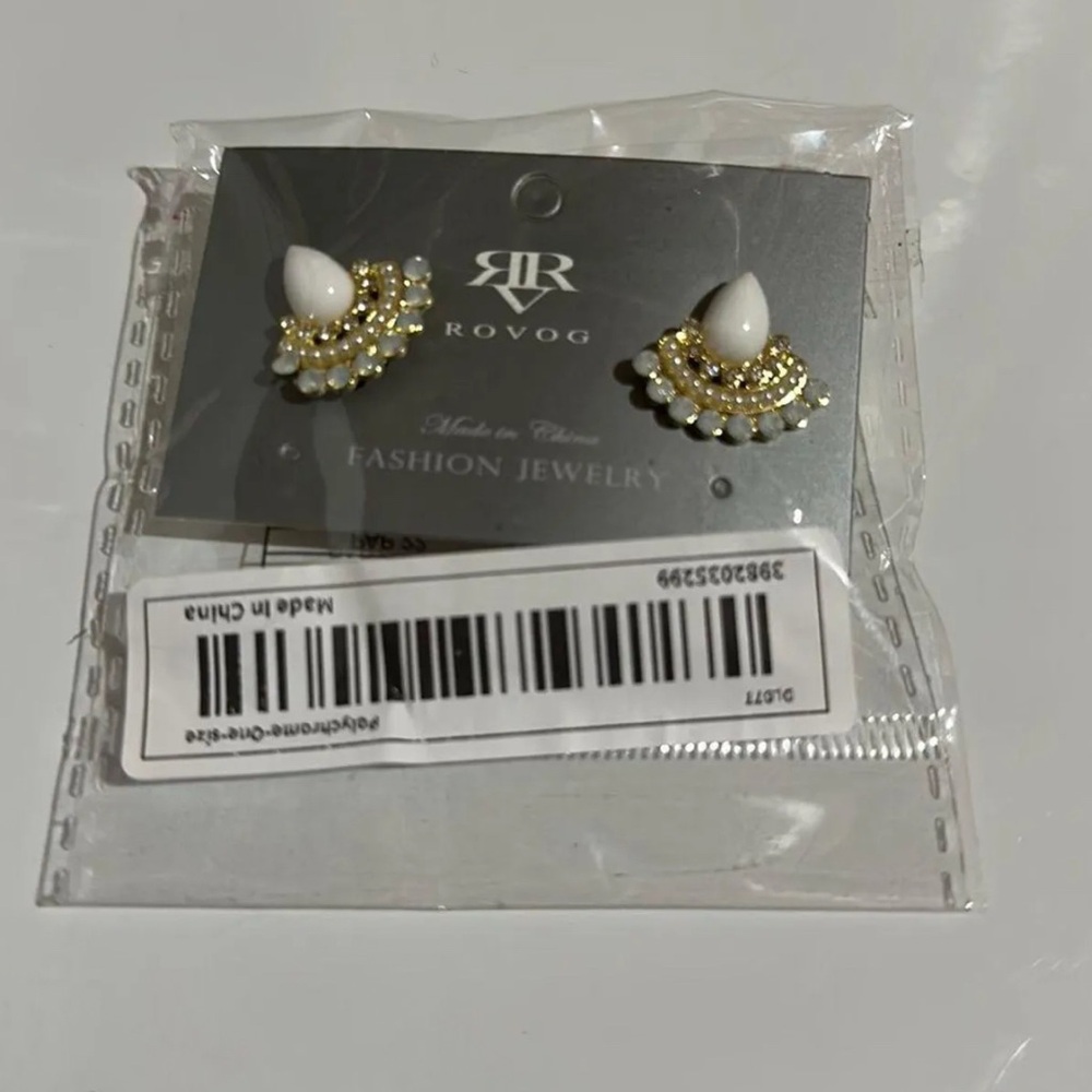 Rovog Gold and White Fashion Earrings